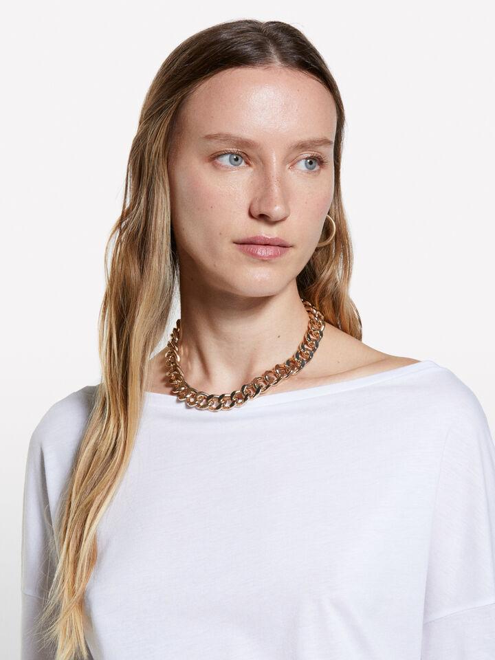 White t-shirt with boat neck - women's long sleeve t-shirts - White | Sisley image number 4